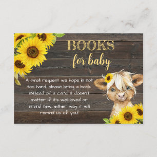 Carte D'accompagnement Sunflower Highland Cow Baby shower Livres pour béb