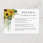 Carte D'accompagnement Sunflower Mariage Hébergements Détails (Devant)