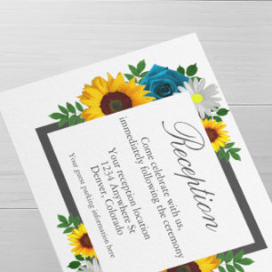 Carte D'accompagnement Sunflower Rose Daisy Floral Wedding Réception