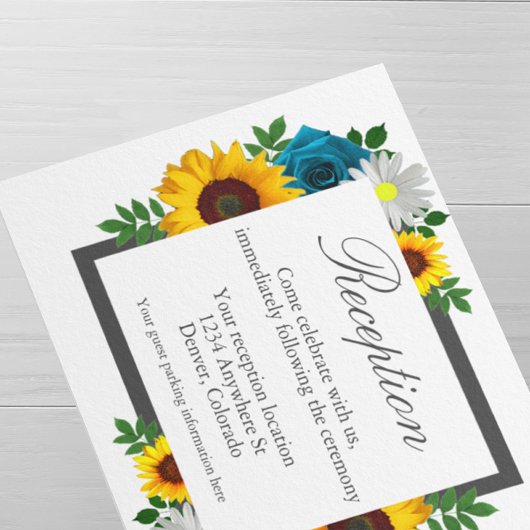 Carte D'accompagnement Sunflower Rose Daisy Floral Wedding Réception