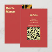 Carte D'accompagnement Sunflower Summer Gold Red Wedding QR Code (Devant / Derrière)