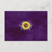 Carte D'accompagnement Sunflower Violet Roses Floral Mariage Réception (Dos)