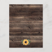 Carte D'accompagnement Sunflower Wood Rustic Détails du Mariage (Dos)