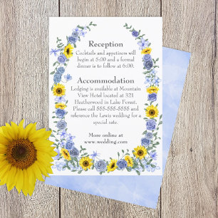 Carte D'accompagnement Sunflowers, Dusty Blue Rose Détails sur le Mariage