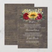 Carte D'accompagnement Sunflowers Mariage de automne Détails Information  (Devant / Derrière)