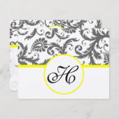 Carte D'accompagnement Sunny Elegance Jaune Victorian Damask (Devant / Derrière)