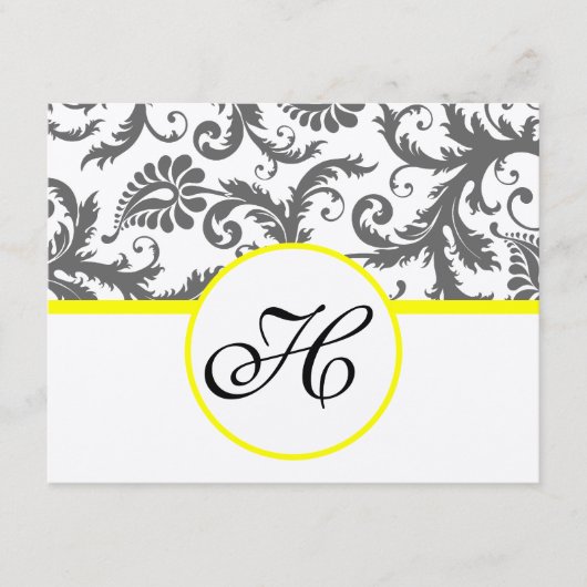 Carte D'accompagnement Sunny Elegance Jaune Victorian Damask (Devant)