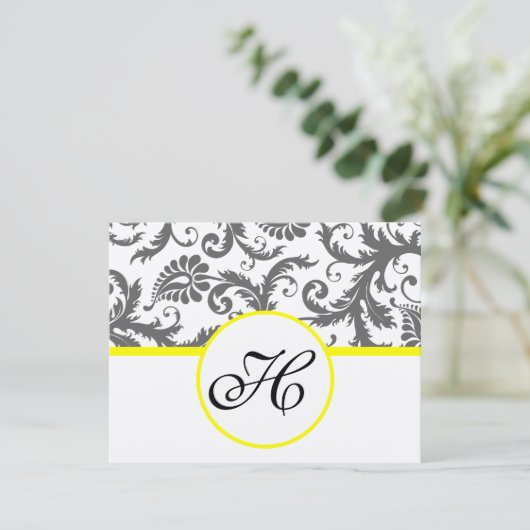 Carte D'accompagnement Sunny Elegance Jaune Victorian Damask (Debout devant)