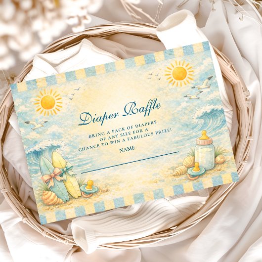Carte D'accompagnement Sunny Surf Vibes Baby Shower Dipper Raffle