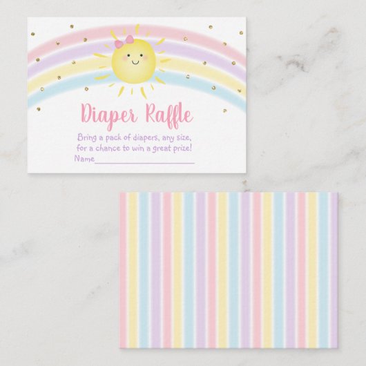 Carte D'accompagnement Sunshine Arc-en-ciel rose Roulette en or Raffle (Devant / Derrière)