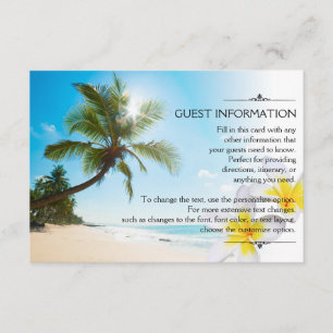 Carte D'accompagnement Sunshine Beach Palm Trees Plumerias Informations s