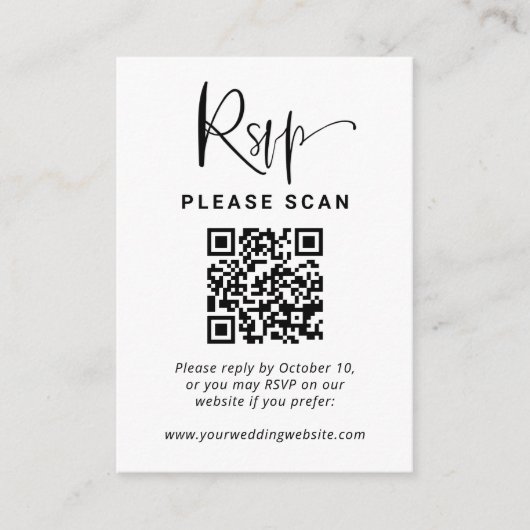 Carte D'accompagnement Superposition moderne | Mariage RSVP avec code QR (Devant)