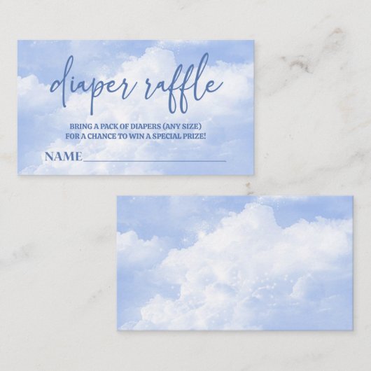 Carte D'accompagnement Sur Cloud Neuf Baby shower Bleu Déchets Raffin (Devant / Derrière)