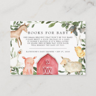 Carte D'accompagnement Sur La Ferme Livres Pour Baby Baby shower Card