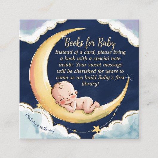Carte D'accompagnement Sur la lune Bébé Baby shower à thème céleste (Devant)