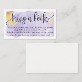 Carte D'accompagnement Sur la lune, demande de Baby shower violet (Devant / Derrière)