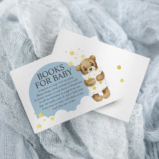 Carte D'accompagnement Sur la Lune Teddy Bear Dusty Blue Livres pour bébé