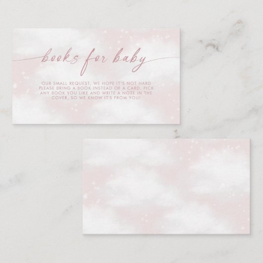 Carte D'accompagnement Sur un nuage rêveur rose livres pour bébé (Devant / Derrière)