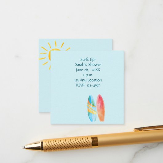 Carte D'accompagnement Surf bleu (Devant/Arrière en situation)