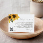 Carte D'accompagnement SUTTON Sunflower Mariage Honeymoon Fund Code QR<br><div class="desc">La collection Sutton présente de superbes tournesols peints à la main et de la verdure. Les couleurs riches et les détails complexes des tournesols apportent un sentiment de beauté naturelle et de chaleur à tout événement. Cette collection est un choix idéal pour les événements d'été et d'automne, car elle saisit...</div>