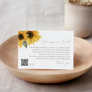 Carte D'accompagnement SUTTON Sunflower Mariage Honeymoon Fund Code QR