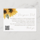 Carte D'accompagnement SUTTON Sunflower Mariage Honeymoon Fund Code QR (Devant)