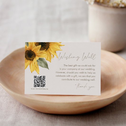 Carte D'accompagnement SUTTON Sunflower Wishing Well, Fonds Mariage