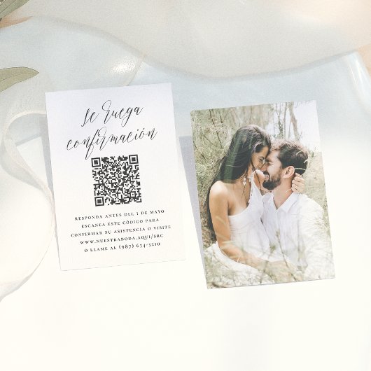 Carte D'accompagnement SVP confirmation Code QR RSVP de mariage