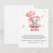 Carte D'accompagnement Sweet Baby Elephant Baby shower (Devant / Derrière)