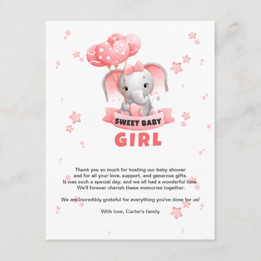 Carte D'accompagnement Sweet Baby Elephant Baby shower (Devant)