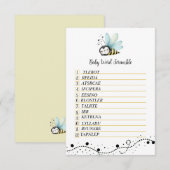 Carte D'accompagnement Sweet Bee Baby Word Scramble Card (Devant / Derrière)