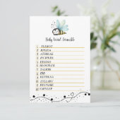 Carte D'accompagnement Sweet Bee Baby Word Scramble Card (Debout devant)