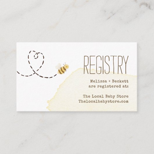 Carte D'accompagnement Sweet Bumblebee Mama to Bee Baby shower Registry (Devant)