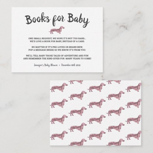 Carte D'accompagnement Sweet Dachshund Chien Art Apportez Un Baby shower (Devant / Derrière)