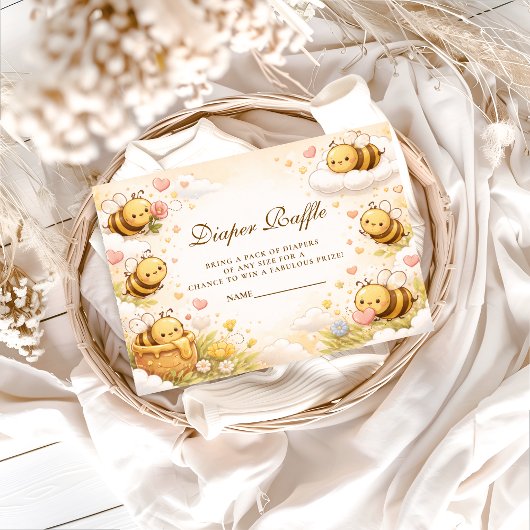 Carte D'accompagnement Sweet Honey Bee Baby Shower Diapper Raffle