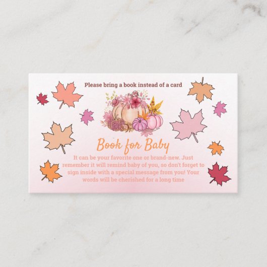 Carte D'accompagnement Sweet Little Citrouille Livre pour Baby shower Jeu (Devant)