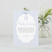 Carte D'accompagnement Sweet Pinstriped Bow Blue Books For Baby (Debout devant)