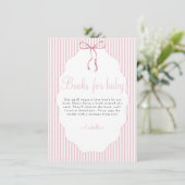 Carte D'accompagnement Sweet Pinstriped Bow Pink Books For Baby (Debout devant)