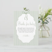 Carte D'accompagnement Sweet Pinstriped Green Bow Books For Baby (Debout devant)