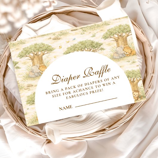 Carte D'accompagnement Sweet Safari Animals Diapper Raffle