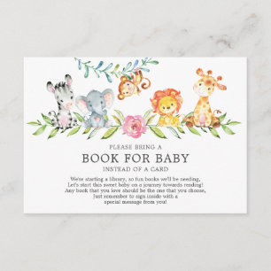 Carte D'accompagnement Sweet Safari Animaux Baby shower Livre pour bébé