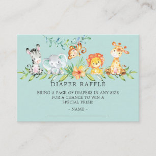 Carte D'accompagnement Sweet Safari Baby shower Déchets Raffle Billet