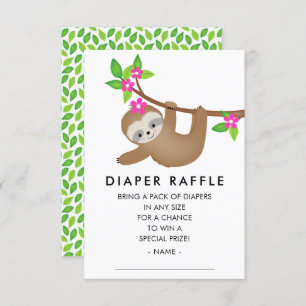 Carte D'accompagnement Sweet Sloth Girls Baby shower Déchets Raffle