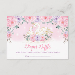 Carte D'accompagnement Sweet Swan Princess Pink Purple Diaper Raffle