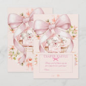 Carte D'accompagnement Sweet Teddy Bear Nursery Floral Insert (Devant / Derrière)