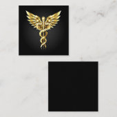 Carte D'accompagnement Symbole caducee polygonale en or (Devant / Derrière)