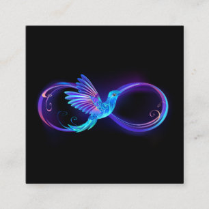 Carte D'accompagnement Symbole de l'infini néon avec colibri lumineux