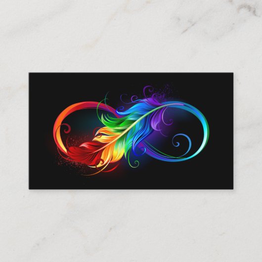 Carte D'accompagnement Symbole d'infini avec plume arc-en-ciel (Devant)
