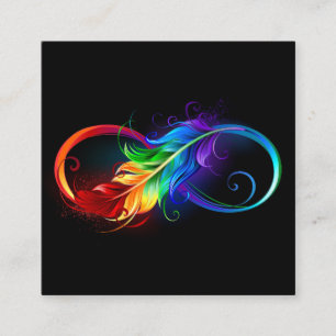 Carte D'accompagnement Symbole d'infini avec plume arc-en-ciel