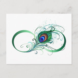 Carte D'accompagnement Symbole d'infini avec plume de paon